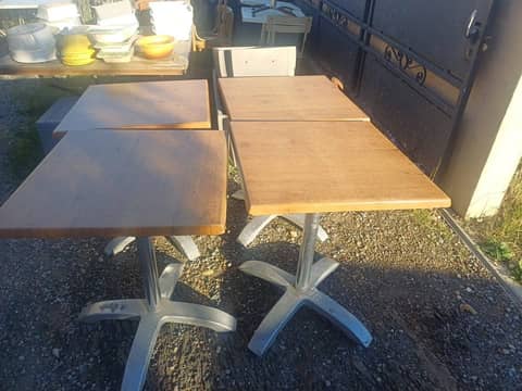 Lot de 4 tables de restaurant / terrasse bistro 60x60 cm – Pieds aluminium – photo 2