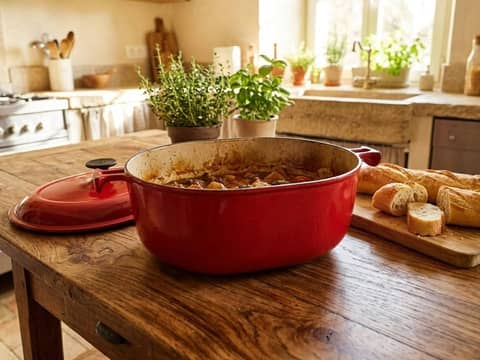 Cocotte Ovale Le Creuset N°33 "La Mama" Design Enzo Mari - Rouge Vintage