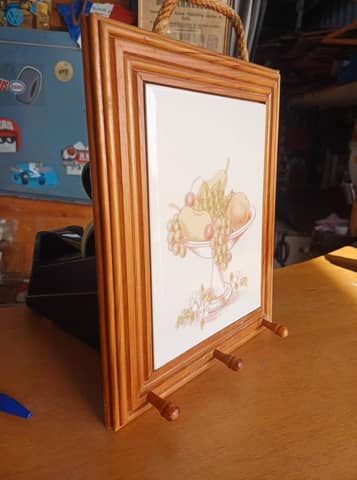 Porte-torchons mural vintage en bois et céramique – Décoration cuisine rétro – photo 4