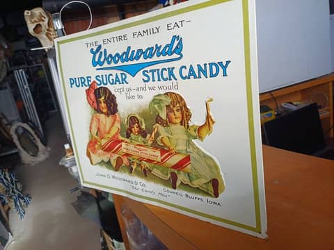 Plaque publicitaire tôle emboutie vintage Woodward’s Candy 38x31 cm – photo 2