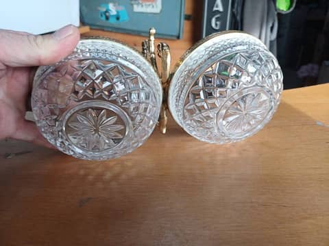 Serviteur double en cristal au plomb BUDER et laiton - Vintage – photo 9