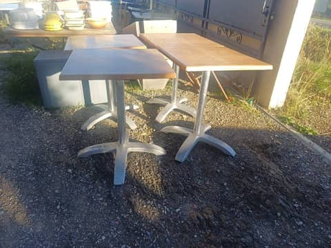 Lot de 4 tables de restaurant / terrasse bistro 60x60 cm – Pieds aluminium – photo 3