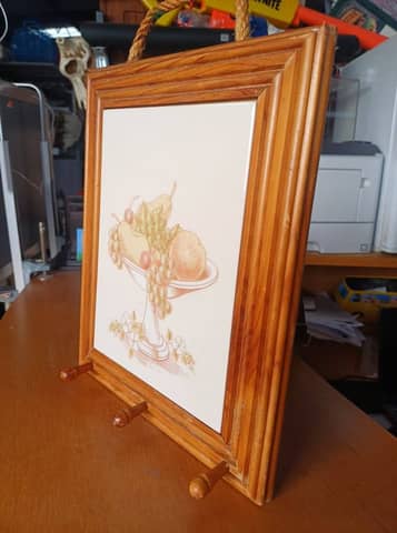 Porte-torchons mural vintage en bois et céramique – Décoration cuisine rétro – photo 3