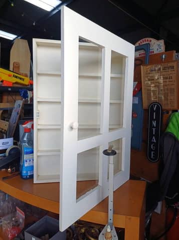 Petite vitrine murale en bois peinte en blanc / Meuble d'exposition – photo 4